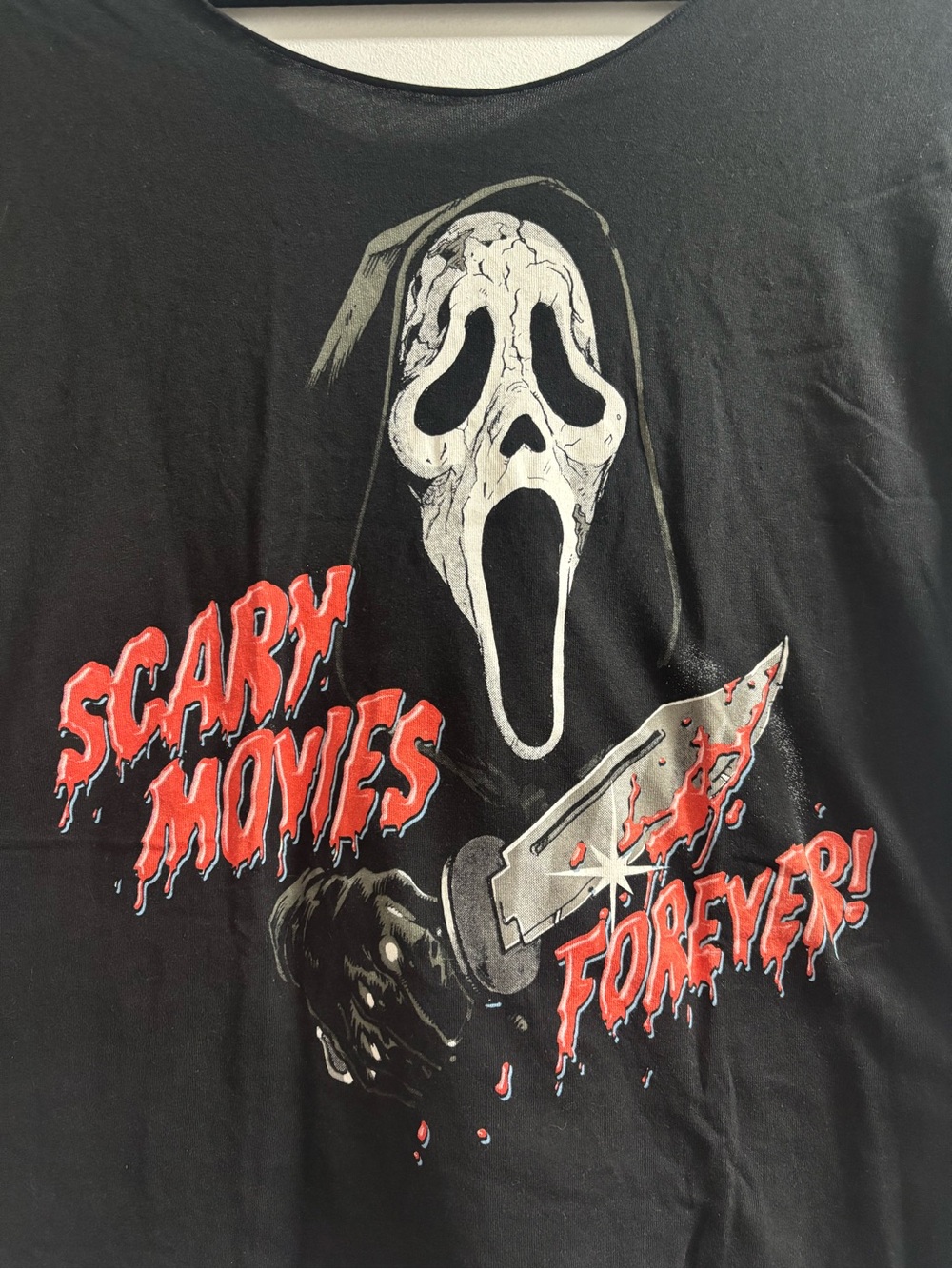 Scream “Scary Movies Forever” Ghostface DIY lounge tee crop